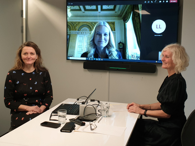 Kommunikasjonsansvarlig Charlotte Lundgren og generalsekretær Tove Gundersen var til stede i den digitale audiensen for å gi en oppdatering om arbeidet deres den siste tiden. Foto: Rådet for psykisk helse